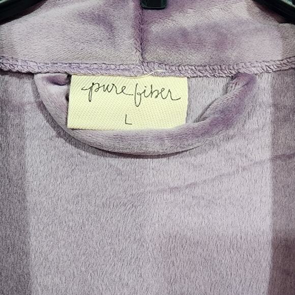 Pure Fiber Robe Velvety Soft Velour Bathrobe Lilac Size Large Warm Soft Fuzzy - Picture 4 of 7